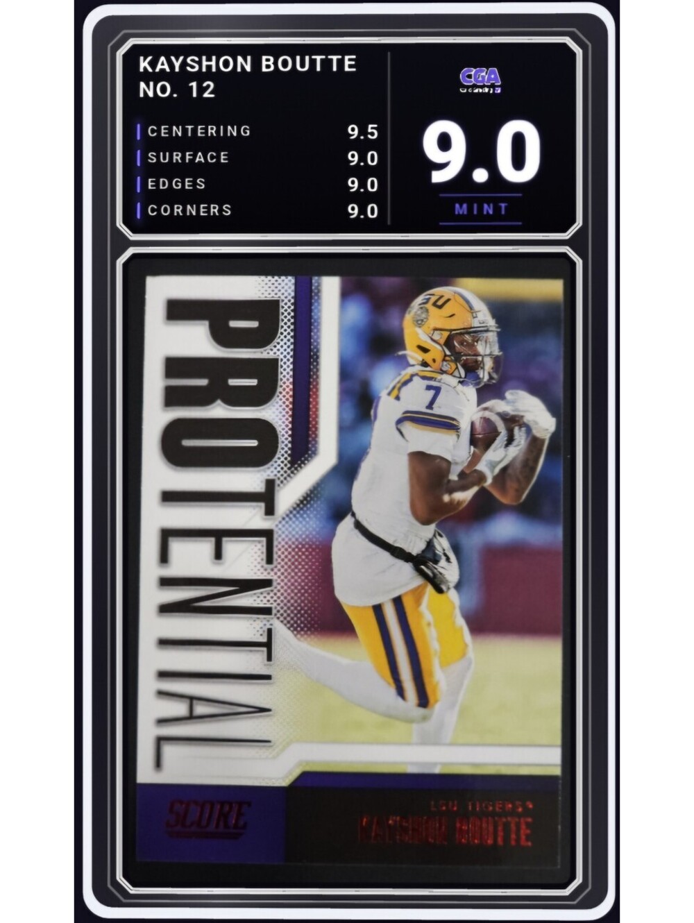 2023 Panini Score Protential Red #12 Kayshon Boutte RC - CGA 9.0 Digital Grade